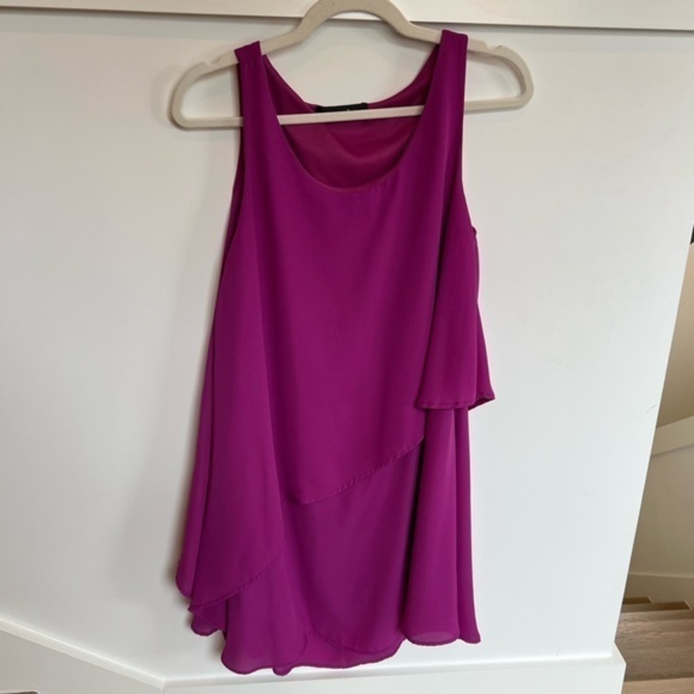 Zouk Sleeveless Tiered Dress in Pink /Purple Color Business Casual Wedding Guest